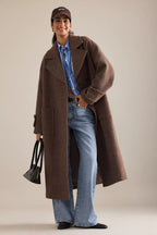 Oversized Wool Blend Long Coat in Chocolate Brown – Peach Motel Outerwear