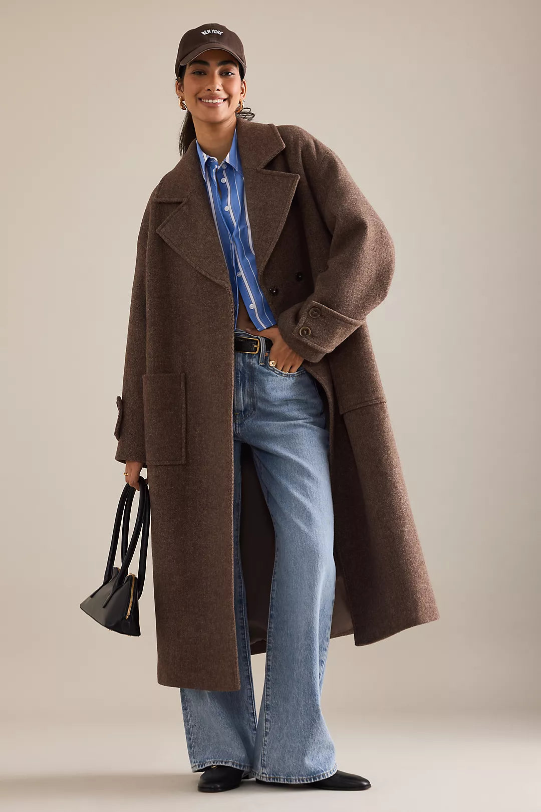 Oversized Wool Blend Long Coat in Chocolate Brown – Peach Motel Outerwear