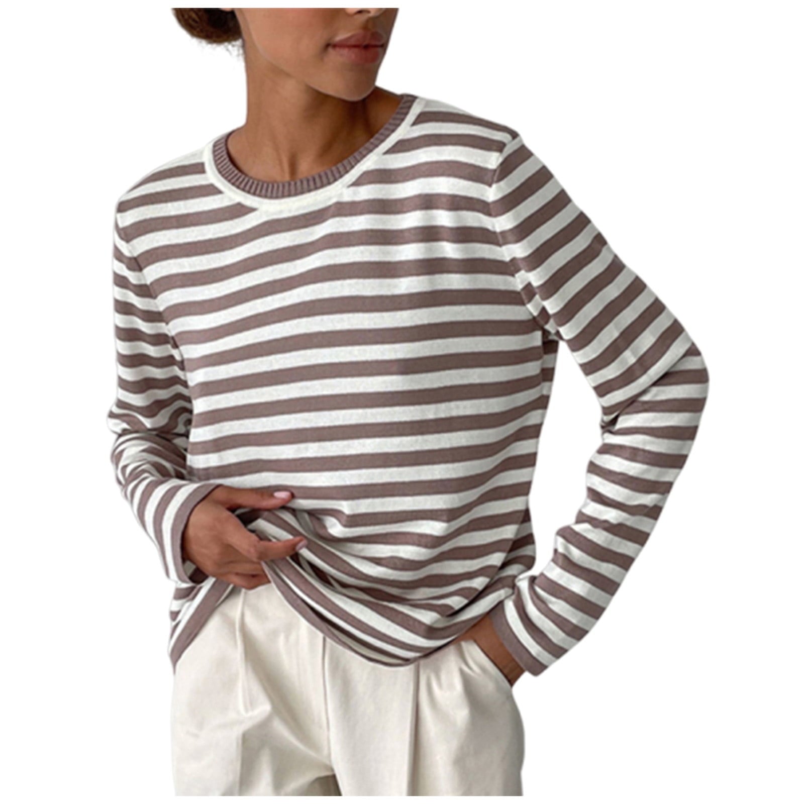 Striped Long Sleeve Knit Top – Casual Everyday Essential
