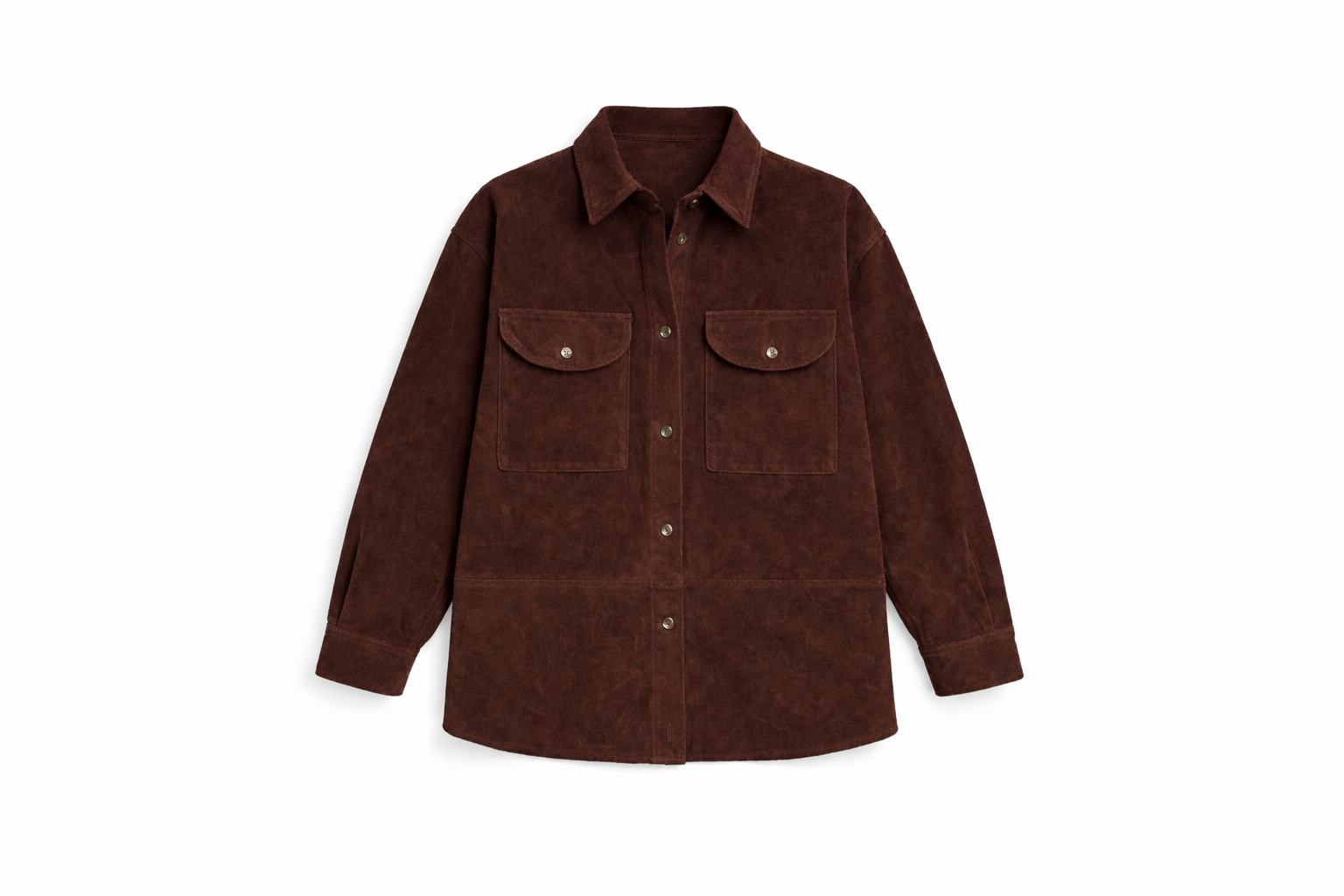 Brown Suede Overshirt Jacket – Luxe Button-Down Shacket for Effortless Layering