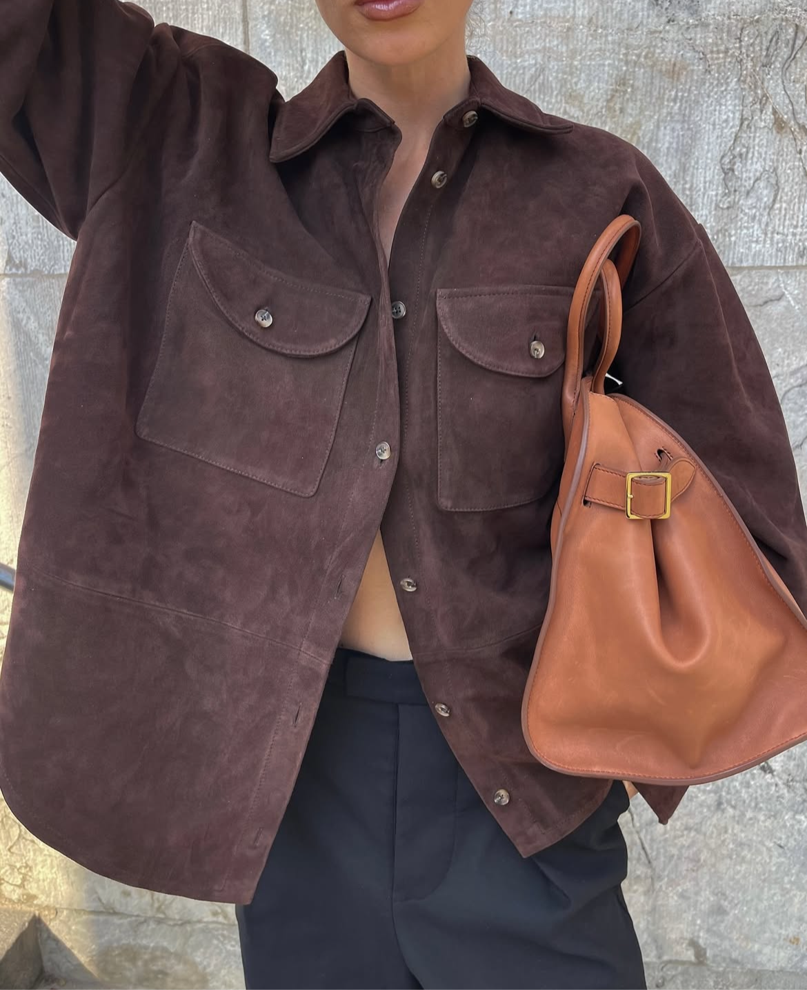 Brown Suede Overshirt Jacket – Luxe Button-Down Shacket for Effortless Layering