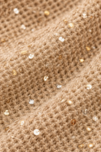 Beige Sequin Crochet Tank Top – Open Knit Sleeveless Summer Knit
