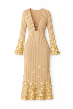Ibiza Nights Dress - Gold Sequin Knit Maxi Dress