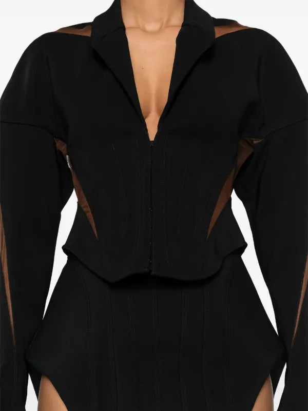 Black Cutout Long-Sleeve Structured Top – Peach Motel