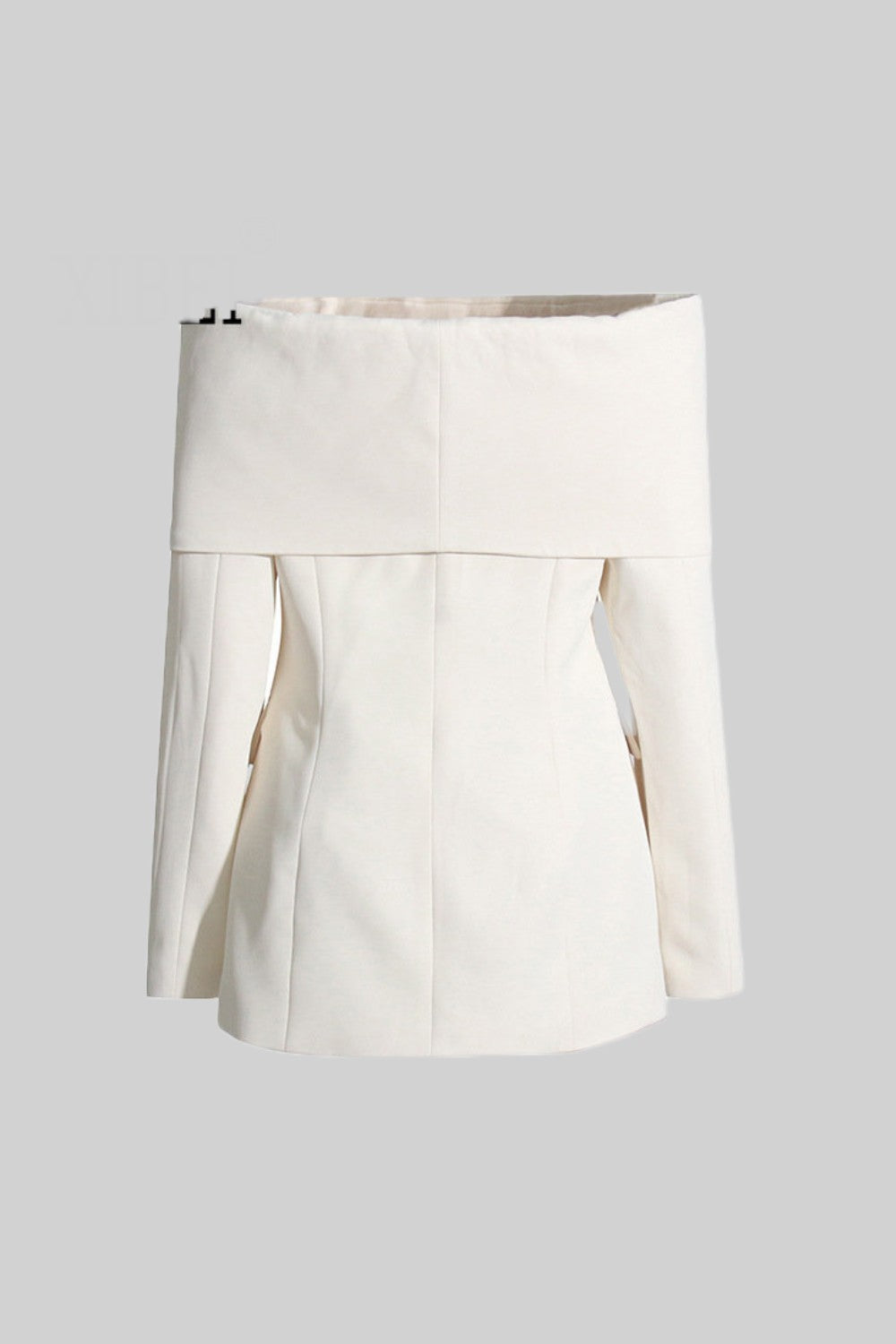 Peach Motel Off-Shoulder White Blazer – Modern Minimalist Elegance
