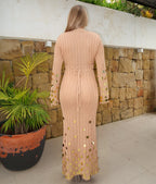 Ibiza Nights Dress - Gold Sequin Knit Maxi Dress