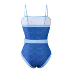 Denim Illusion Belted Swimsuit & Ombre Sarong Set – Peach Motel