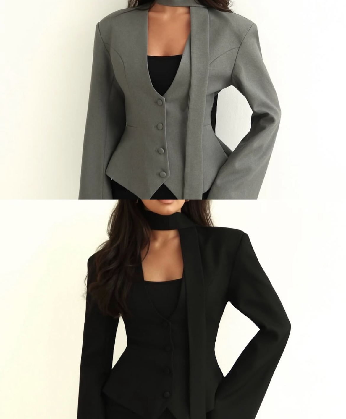 Lady in Black Blazer Top