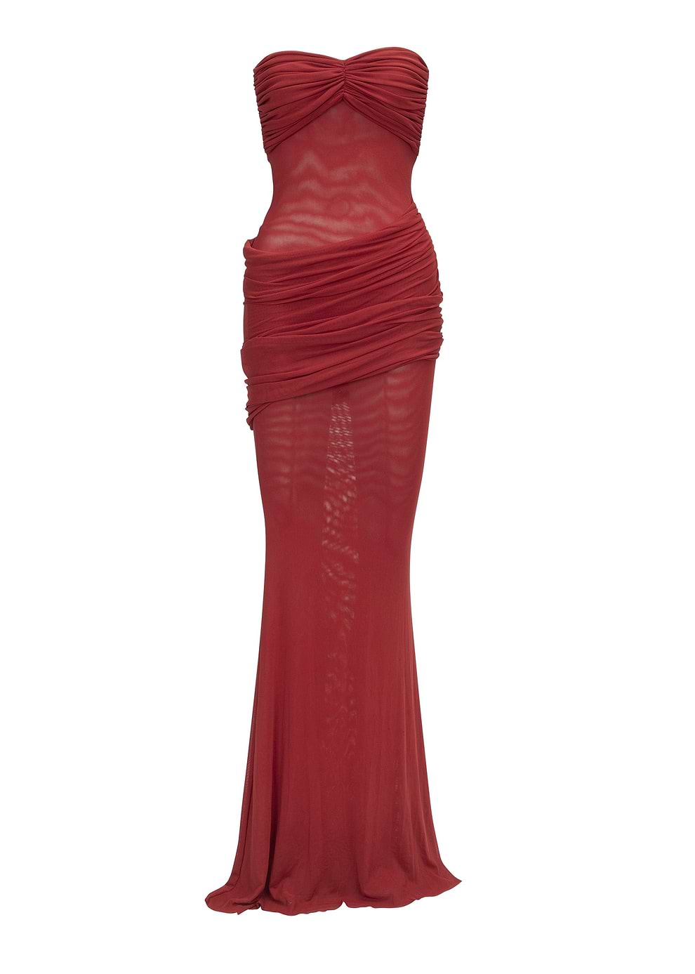 Red Strapless Mesh Maxi Dress – Peach Motel