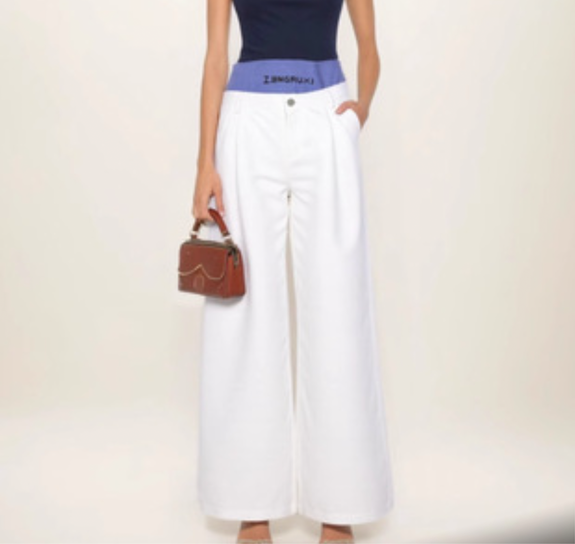 High-Waisted White Wide-Leg Jeans – Peach Motel Denim