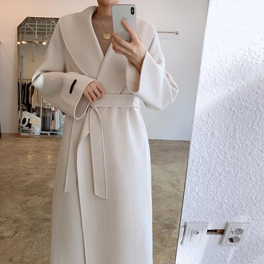 Cream Wool Blend Belted Wrap Coat – Peach Motel Outerwear