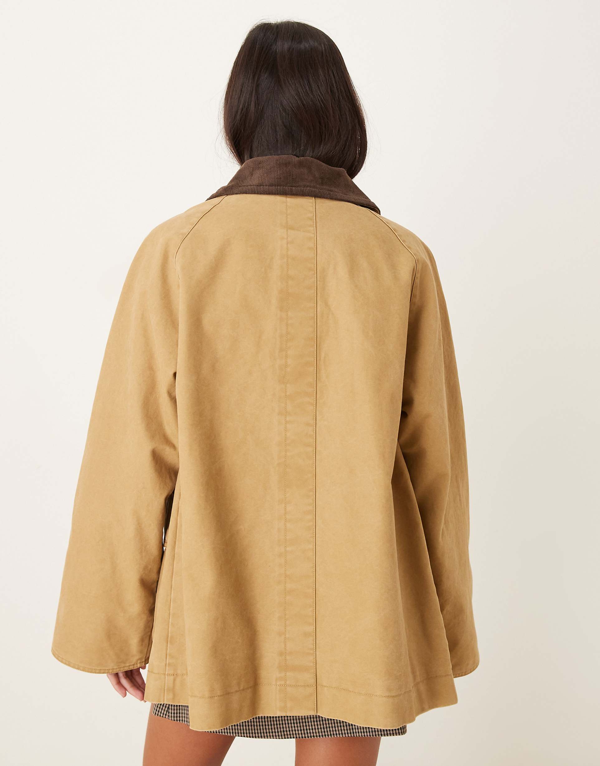 Women’s Oversized Utility Jacket with Contrast Collar – Peach Motel