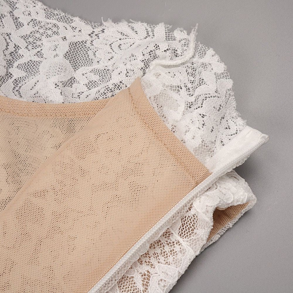 Ivory Lace Maxi Dress with Draped Overlay