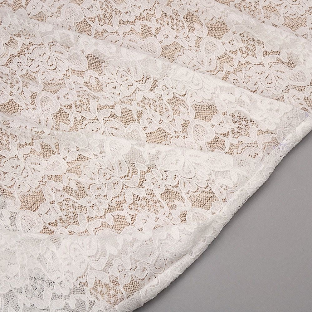 Ivory Lace Maxi Dress with Draped Overlay