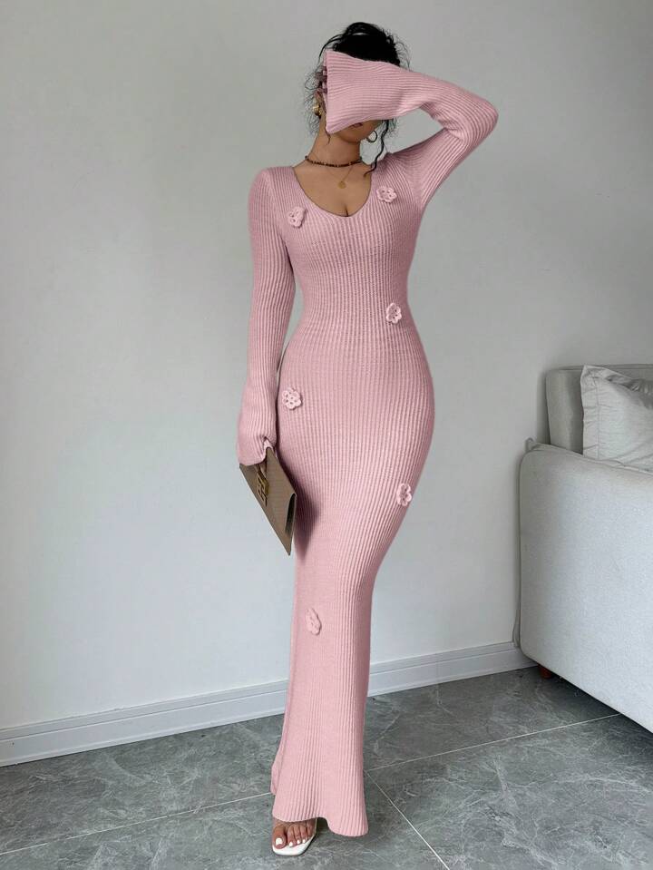 Blush Bloom Knit Maxi Dress