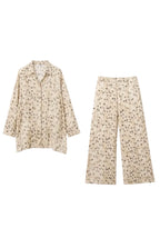 Leopard Print Matching Set – Lightweight Button Down Shirt & Wide Leg Pants Set – Cream Animal Print Two Piece Set