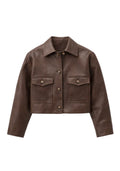 Cropped Brown Jacket with Utility Pockets | Peach Motel