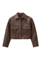 Cropped Brown Jacket with Utility Pockets | Peach Motel
