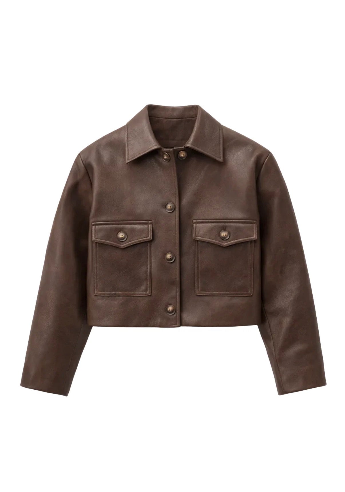 Cropped Brown Jacket with Utility Pockets | Peach Motel