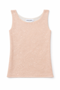 Cream Sequin Tank Top – Sheer Lined Sparkle Sleeveless Top | Peach Motel