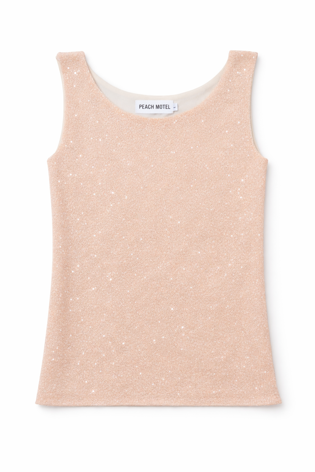 Cream Sequin Tank Top – Sheer Lined Sparkle Sleeveless Top | Peach Motel