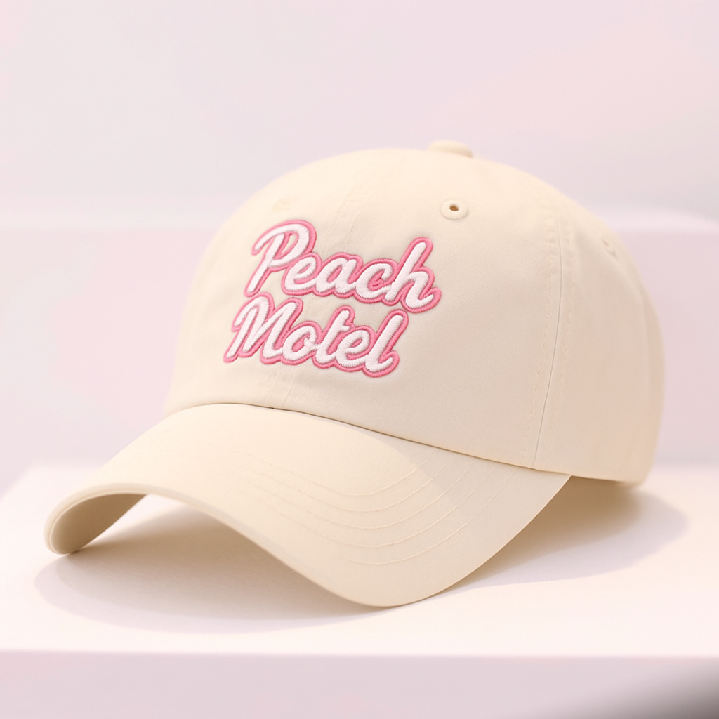 Peach Motel Cream Baseball Cap – Soft Pink Embroidery Logo Hat